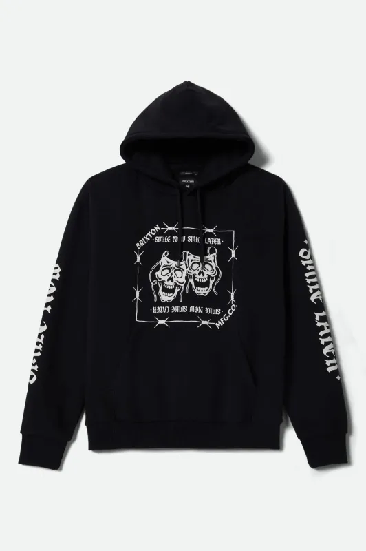 Brixton Smile Always Relaxed Hoodie - Black Worn Wash sold by Sun Diego Boardshops