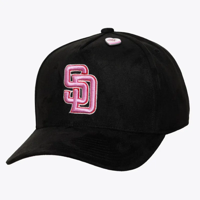Mitchell & Ness San Diego Padres All Heart Pro Pinch Snapback Hat - Black/Pink made by Mitchell & Ness