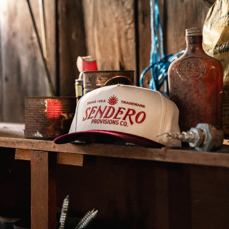 Sendero Logo Hat - Cream/Maroon made by Sun Diego Boardshops