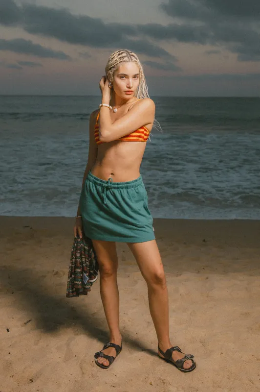 Brixton Carefree Organic Garment Dye Lounge Skirt - Washed Mediterranean Teal made by Brixton