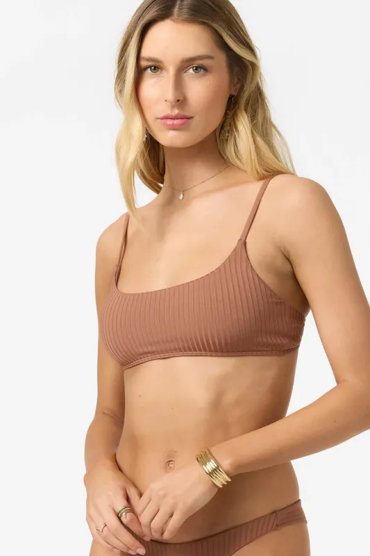 O`Neill Shorebreak Rib Surfside Bralette Top - Carob Brown made by O'Neill