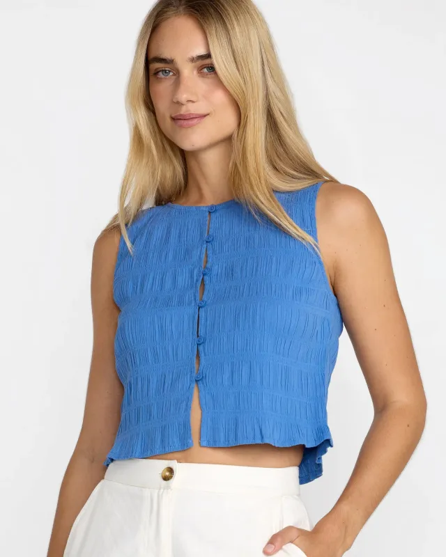 RVCA Women's Scrunch Top - Blue Relic made by RVCA