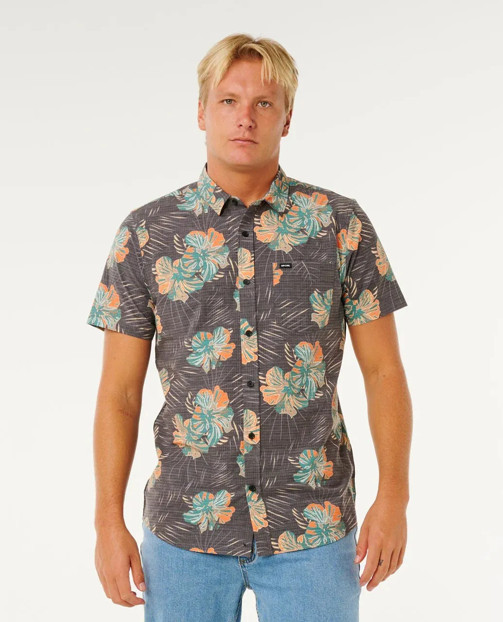Rip Curl Men's Sessions Aerotech Short Sleeve Shirt - Black sold by Sun Diego Boardshops