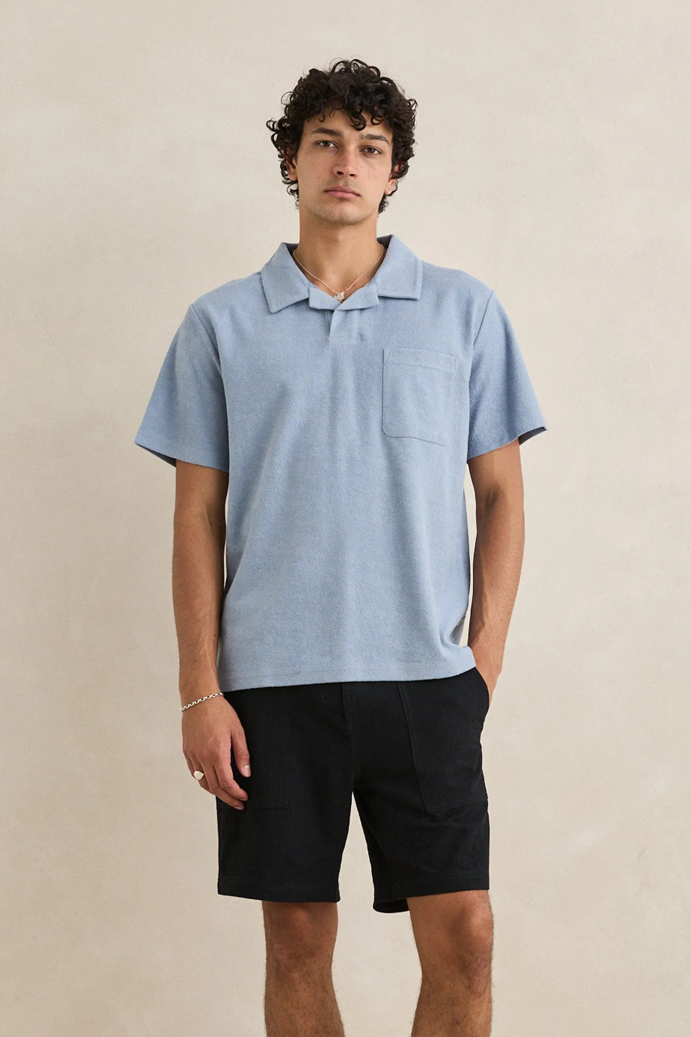 Rhythm Men's Vintage Terry Polo Blue - Blue sold by Sun Diego Boardshops product image thumbnail 3