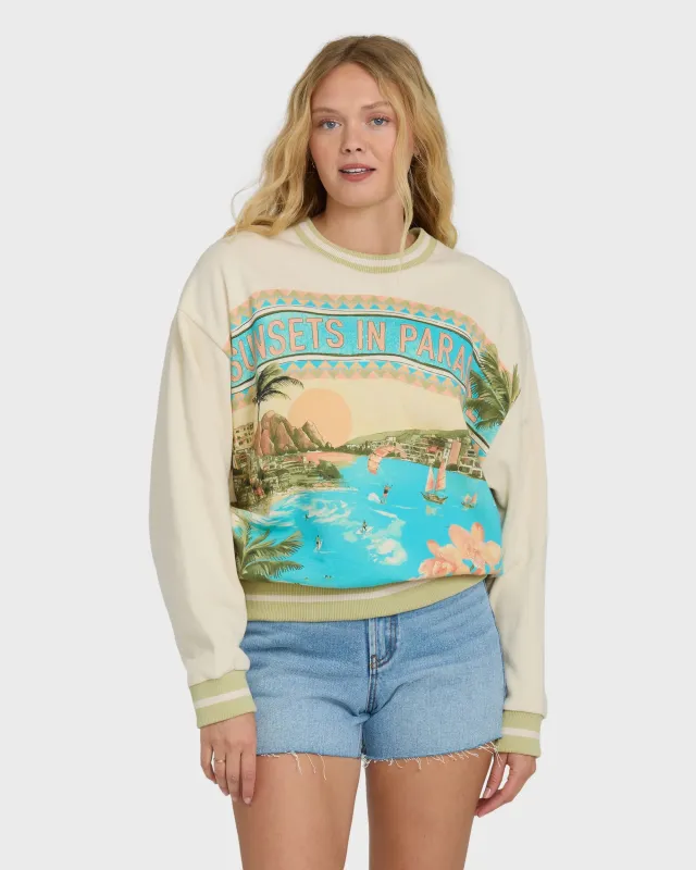 Billabong Women's Summer Dreams Kendal Crewneck Sweatshirt - White Cap made by Billabong