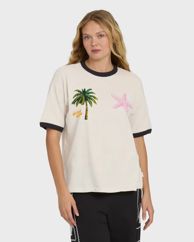 Billabong Women's Fun Paradise Short Sleeve Cotton T-Shirt - White Cap made by Billabong