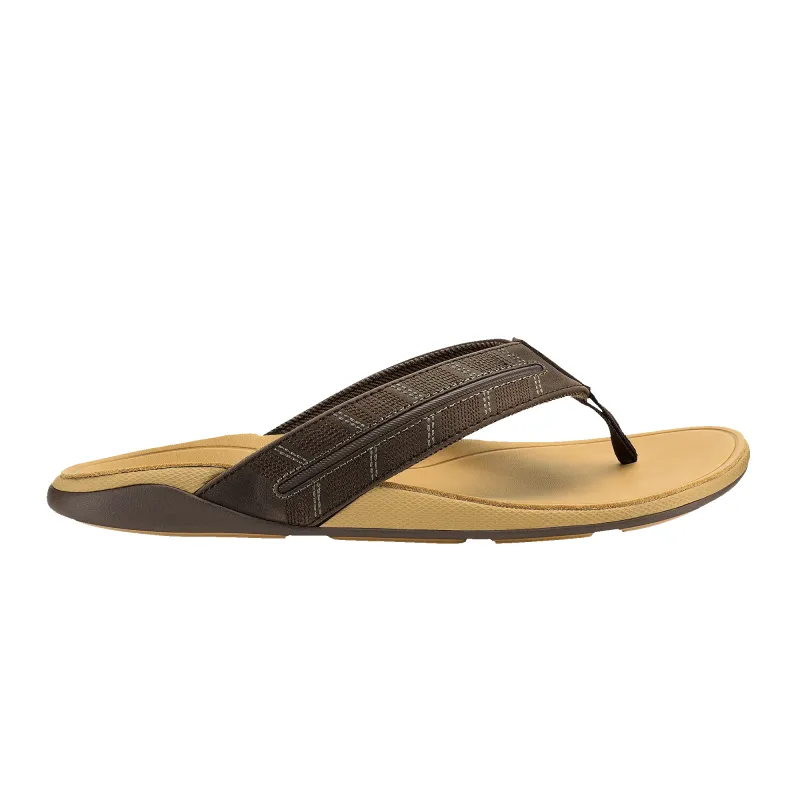 Olukai Men's Tuahine Palm - Dark Java/Golden Sand made by OluKai
