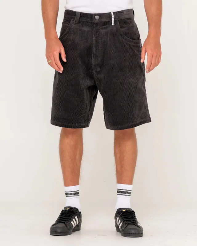 Rusty Men's Flip Daddy 22" Baggy Cord Short - Coal made by Rusty