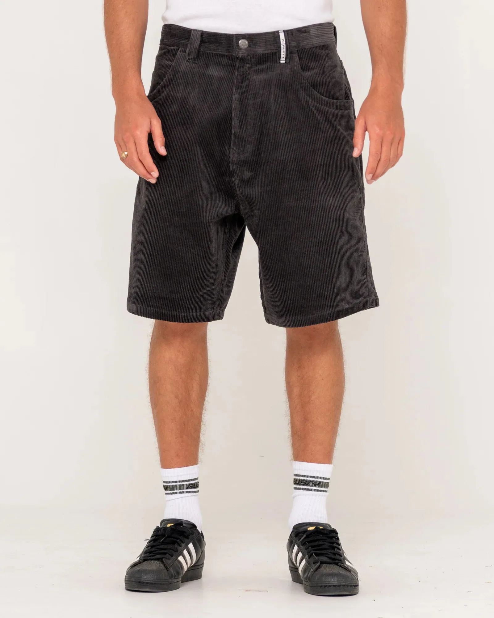 Rusty Men's Flip Daddy 22" Baggy Cord Short - Coal sold by Sun Diego Boardshops