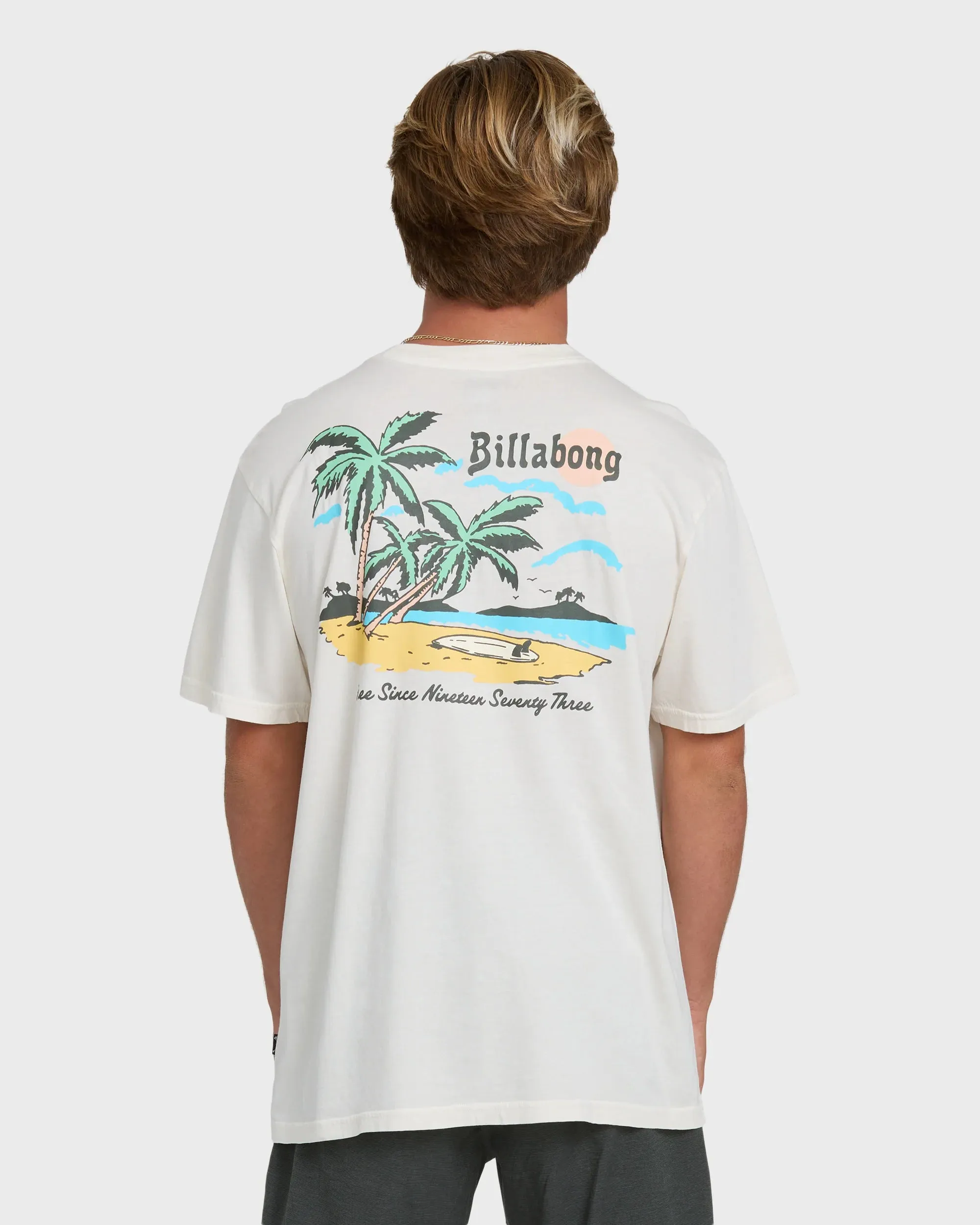 Billabong Men's Loner Wave Washed Premium Short Sleeve Knit T-Shirt - Off White sold by Sun Diego Boardshops product image thumbnail 2