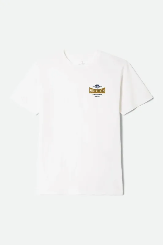 Brixton Men's Pinnacle Short Sleeve Standard T-Shirt - White made by Brixton