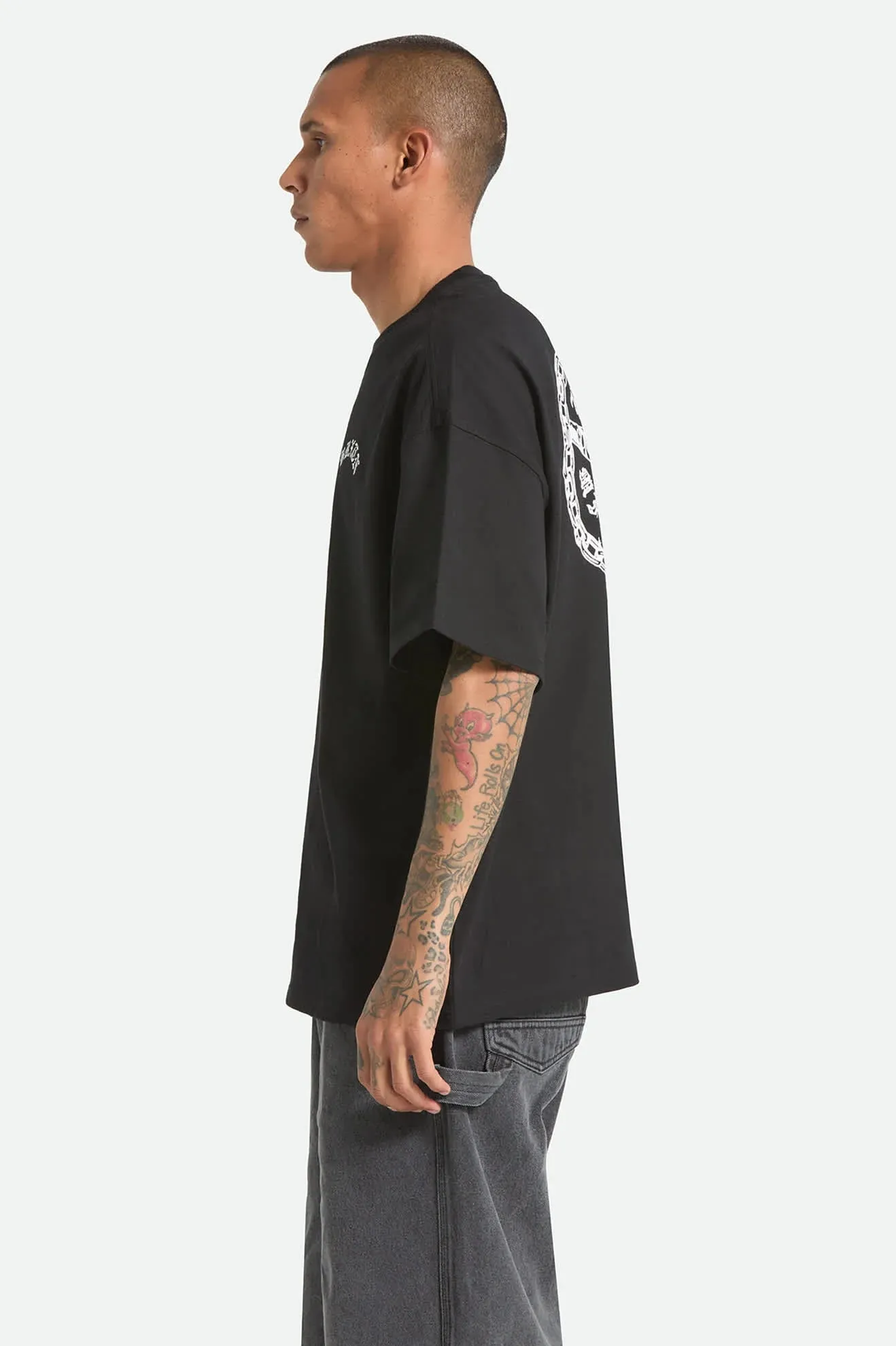 Brixton Men's Drive Short Sleeve Oversized T-Shirt - Black sold by Sun Diego Boardshops product image thumbnail 3