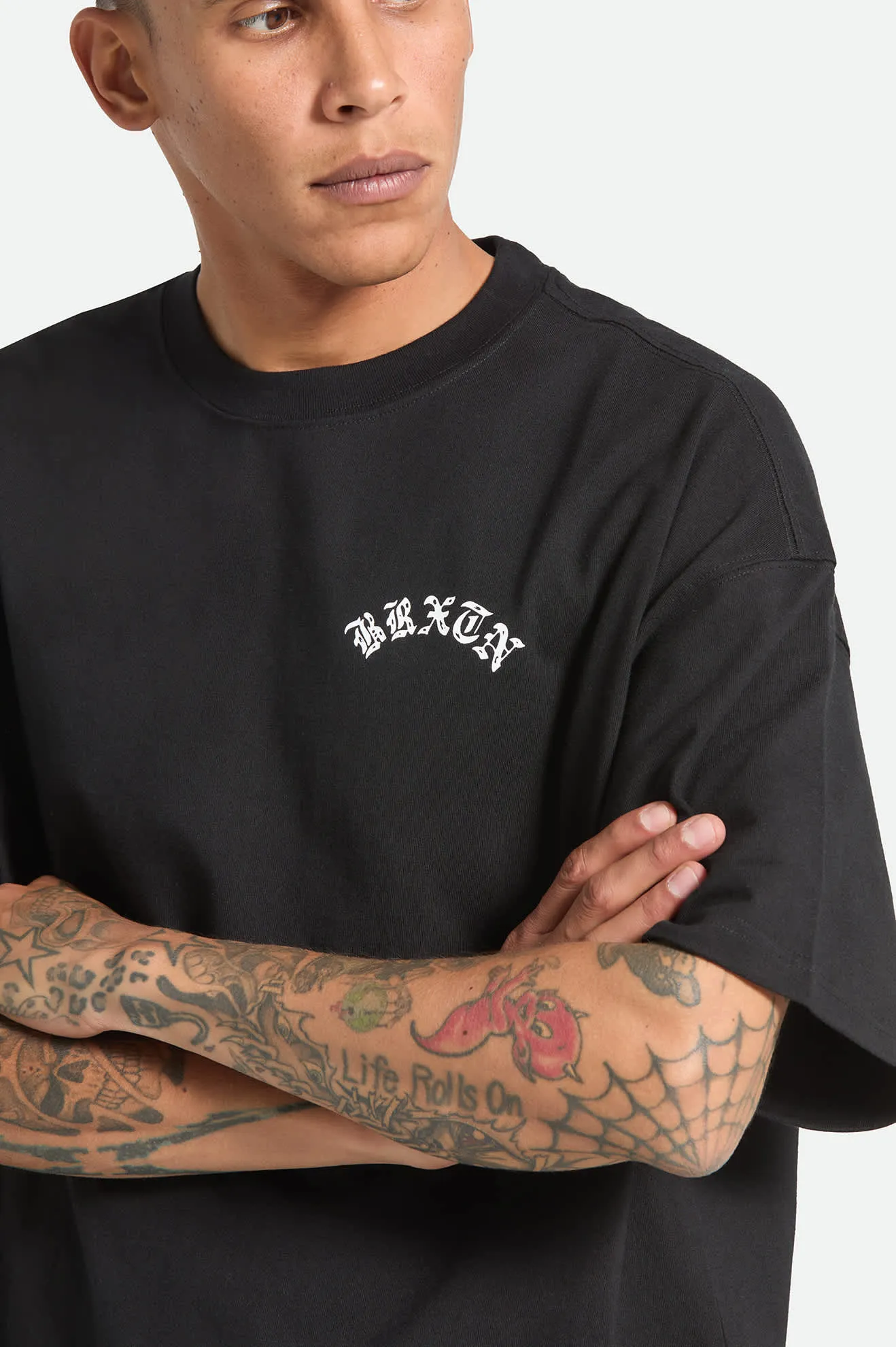Brixton Men's Drive Short Sleeve Oversized T-Shirt - Black sold by Sun Diego Boardshops product image thumbnail 5
