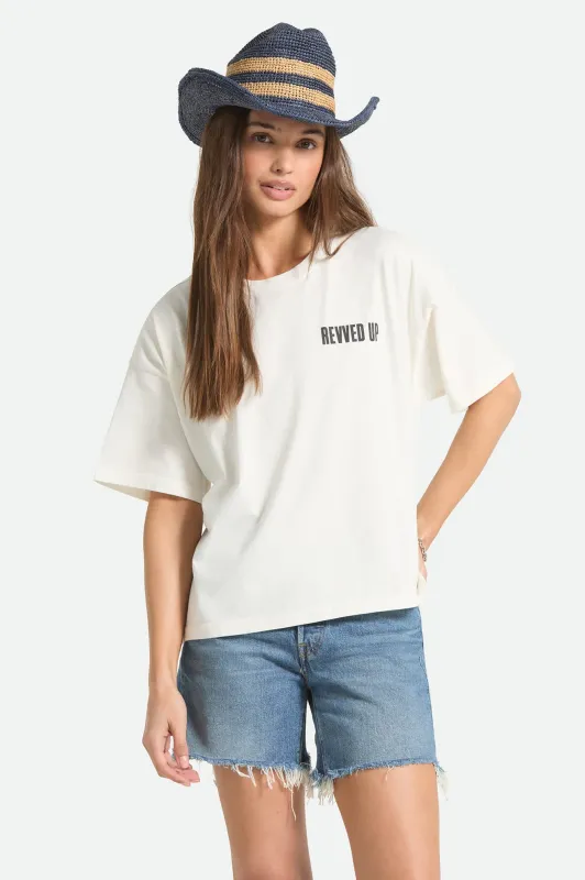 Brixton Women's Revved Up Boxy Crew T-Shirt - Off White made by Brixton