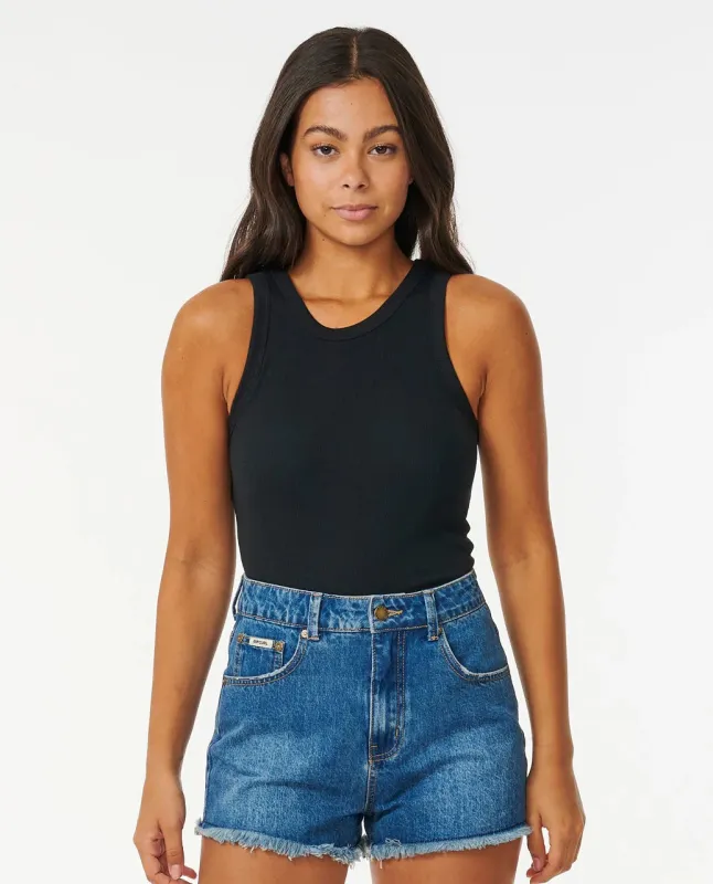 Rip Curl Women's Classic Ribbed Tank Top - Black made by Ripcurl