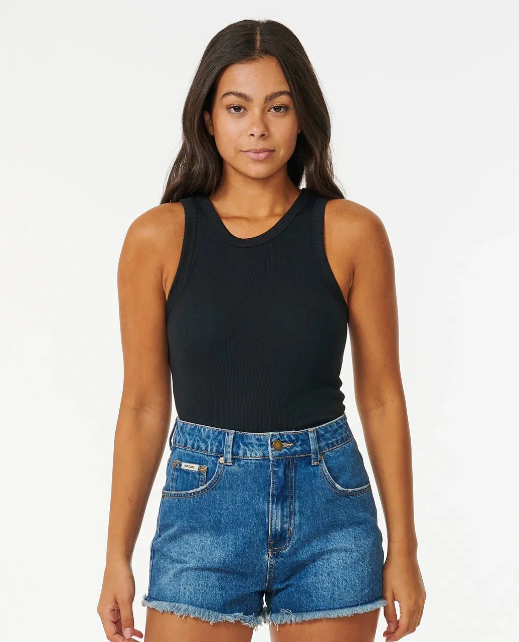 Rip Curl Women's Classic Ribbed Tank Top - Black sold by Sun Diego Boardshops