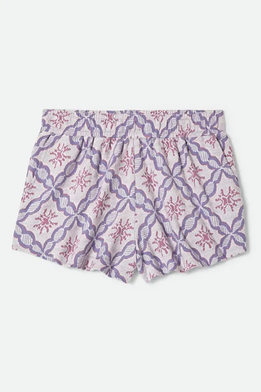 Brixton Women's Post Playa E-Waist Short - Off White/Blue Tile made by Brixton