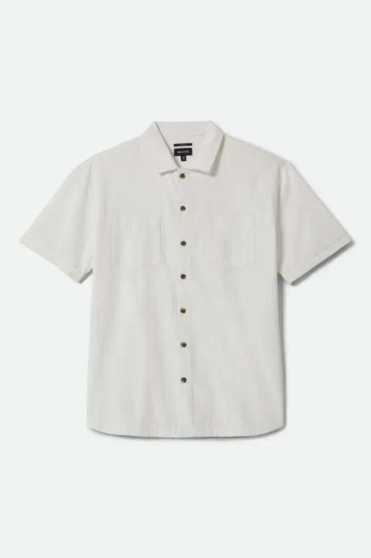 Brixton Men's Vintage Short Sleeve Shirt - Off White Jacquard Stripe made by Brixton