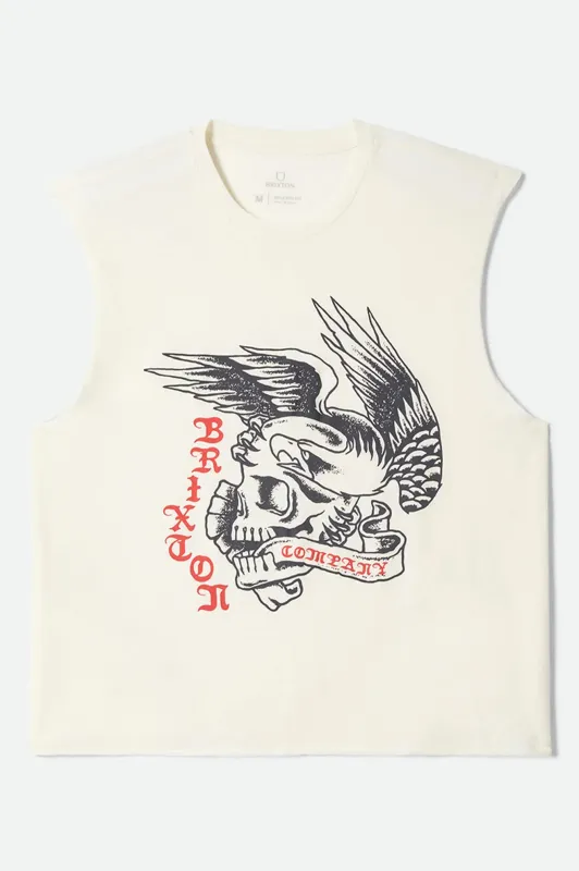 Brixton Men's Wolcott Worn In Boxy Muscle Tank - Off White made by Brixton