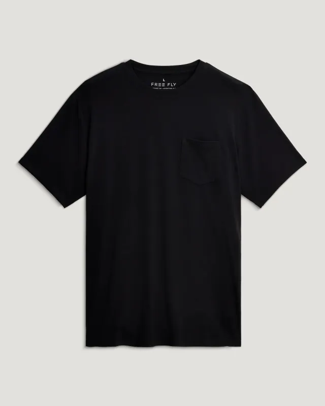 Free Fly Men's Bamboo Flex Pocket Tee - Black made by Sun Diego Boardshops