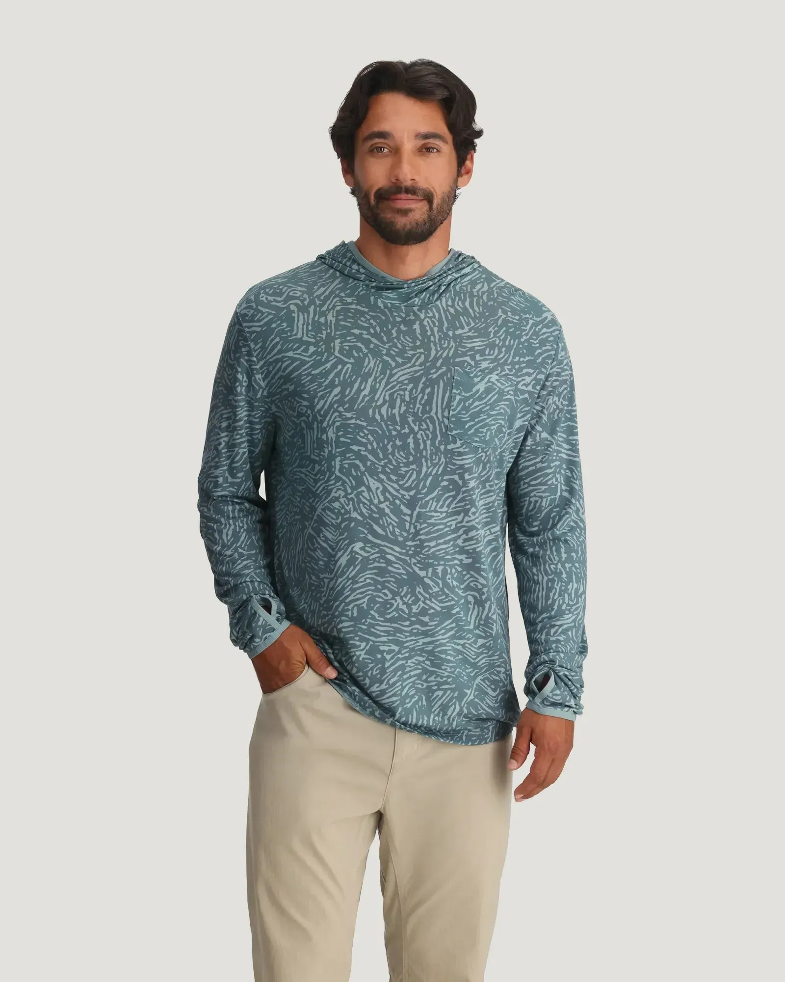 Free Fly Men's Bamboo Lightweight Hoodie - Tidal Flow Print Stormy Sea sold by Sun Diego Boardshops product image thumbnail 2