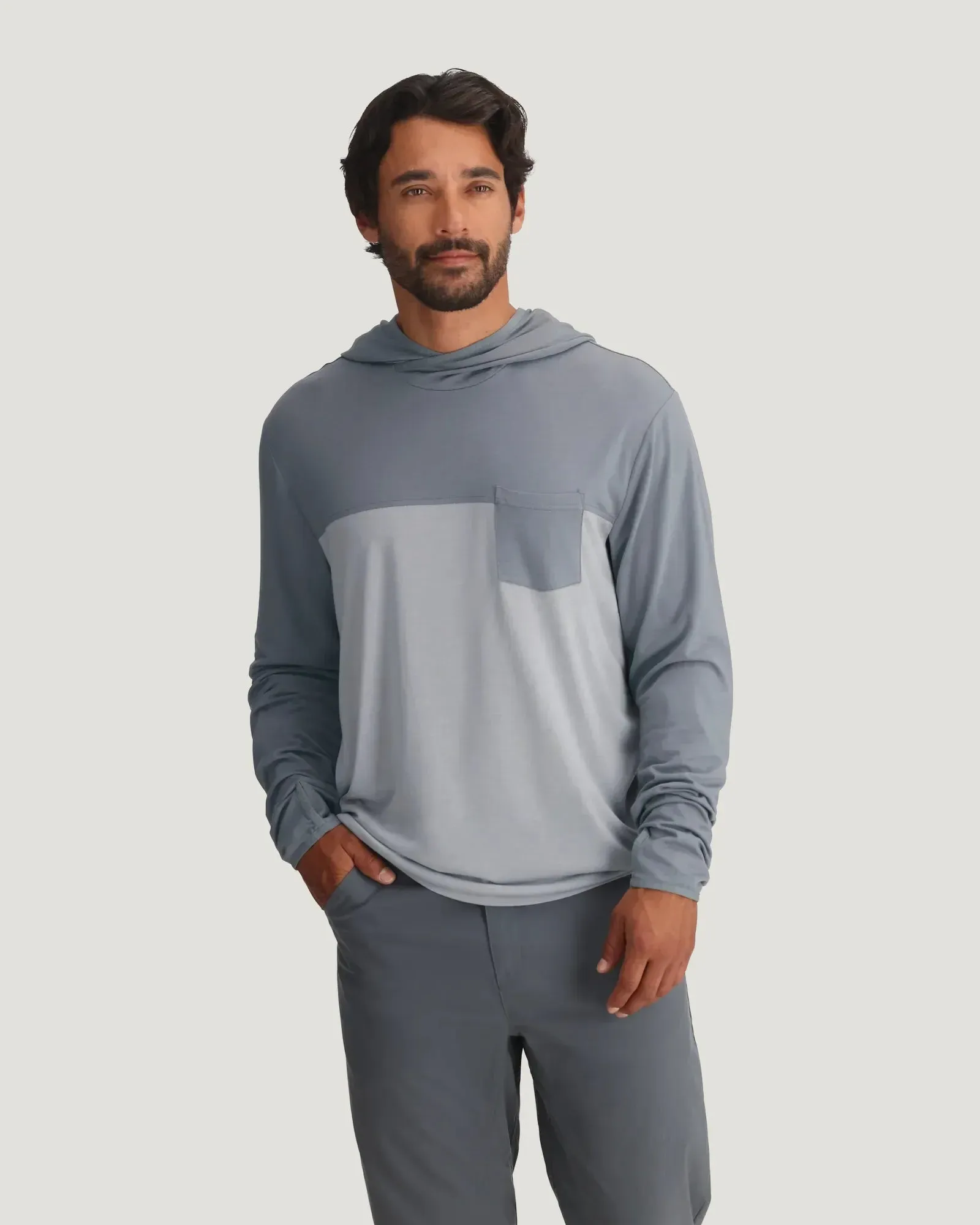 Free Fly Men's Bamboo Hybrid Hoodie - Slate/Aspen Grey sold by Sun Diego Boardshops product image thumbnail 2