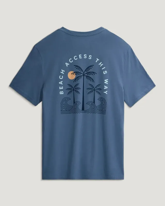 Free Fly Men's Beach Access Tee - Pacific Blue made by Sun Diego Boardshops