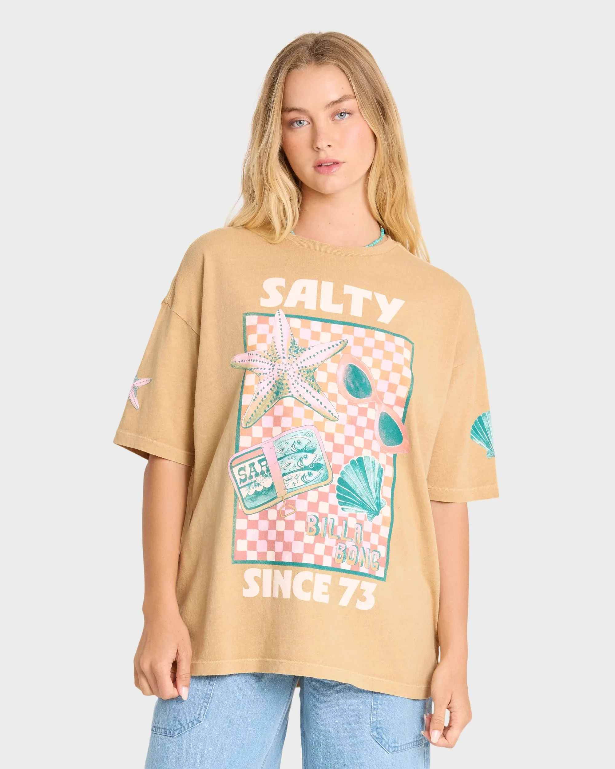 Billabong Women's Salty Since Short Sleeve Cotton Graphic T-Shirt - Curry sold by Sun Diego Boardshops