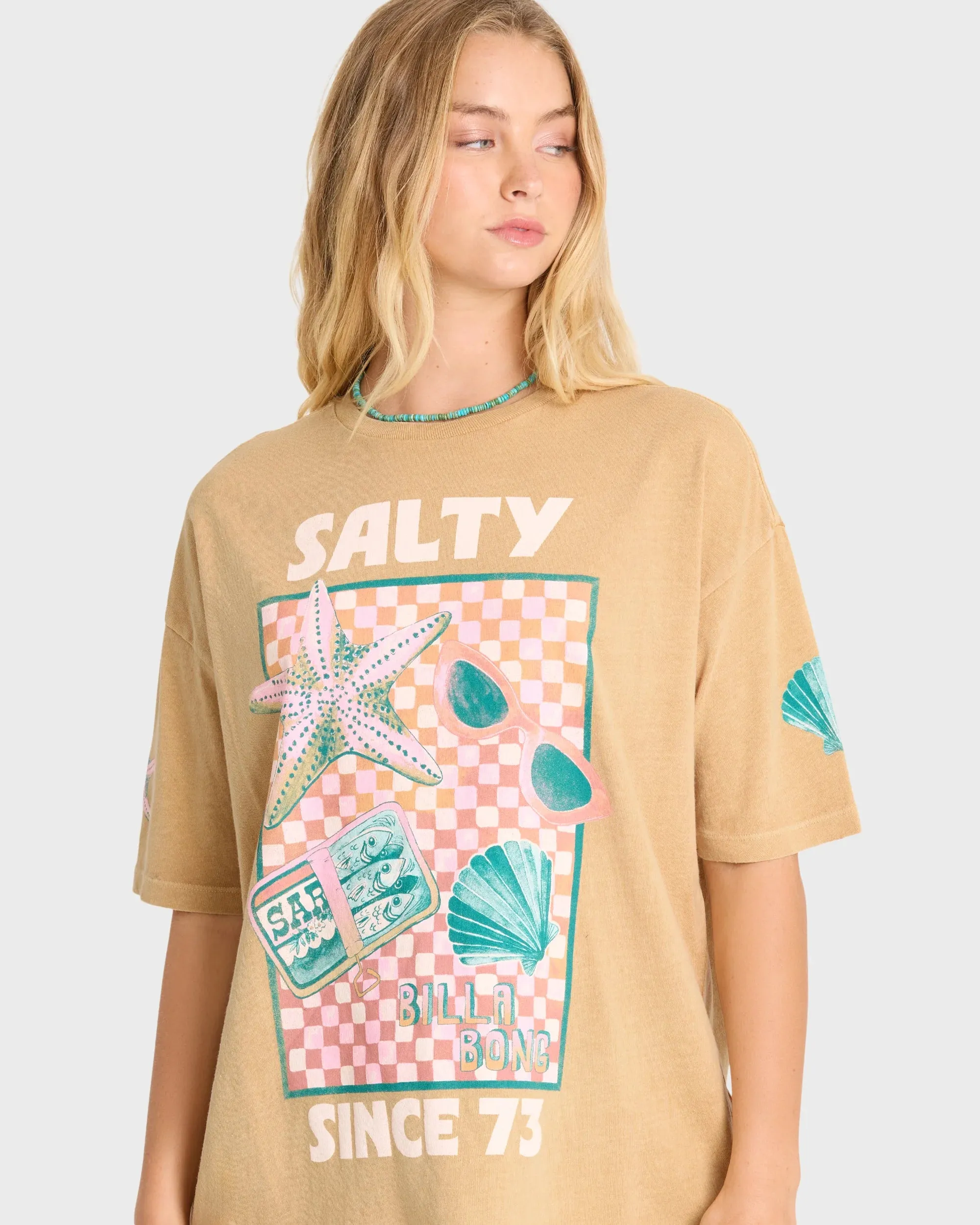 Billabong Women's Salty Since Short Sleeve Cotton Graphic T-Shirt - Curry sold by Sun Diego Boardshops product image thumbnail 5