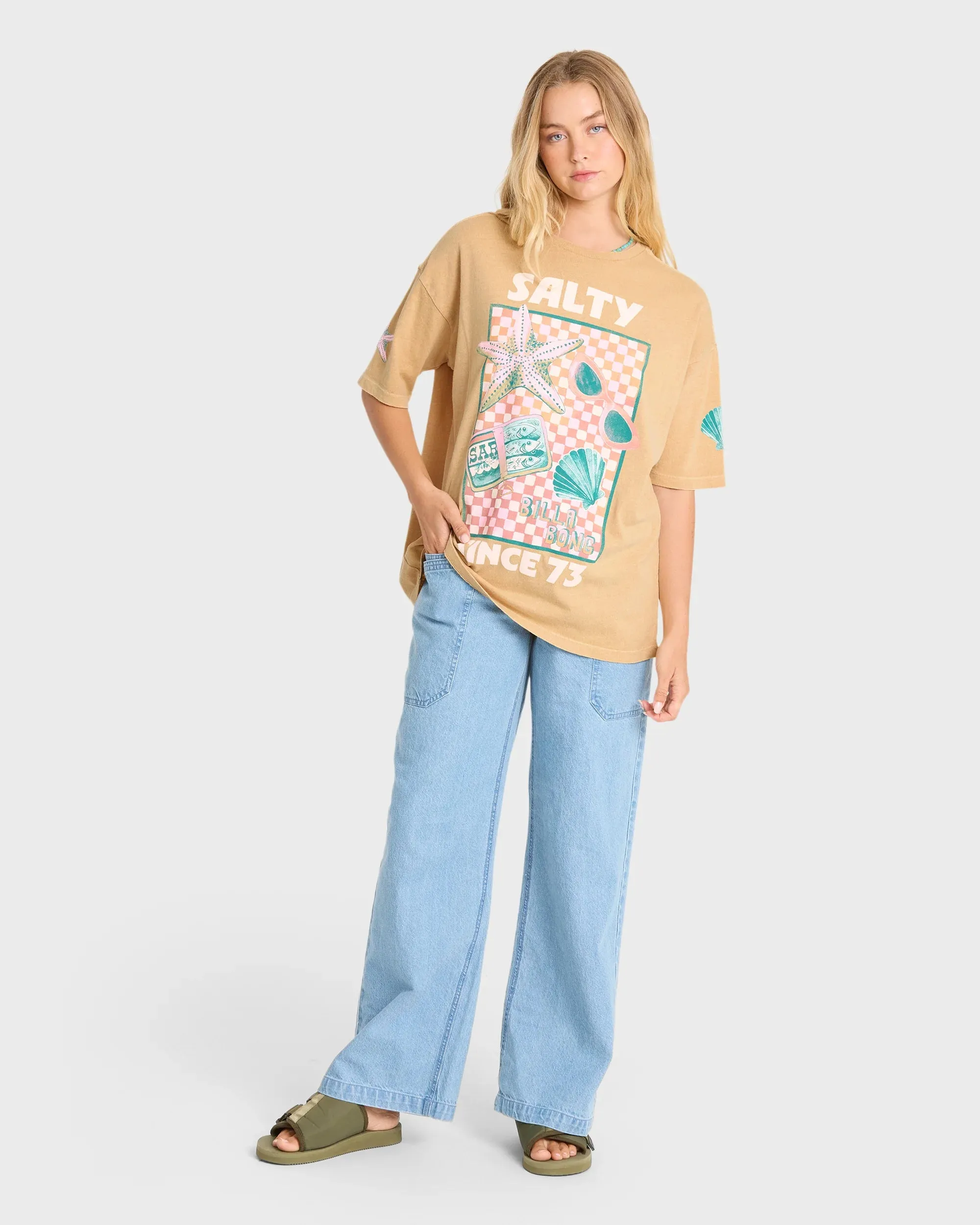 Billabong Women's Salty Since Short Sleeve Cotton Graphic T-Shirt - Curry sold by Sun Diego Boardshops product image thumbnail 3