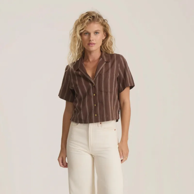 Roark Women's Crosswinds Camp Button Up Shirt - Coco Bean made by Roark