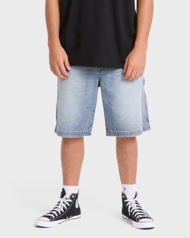 Billabong Men's Bad Dog Workwear Denim Shorts - Bleached Blue Wash made by Billabong