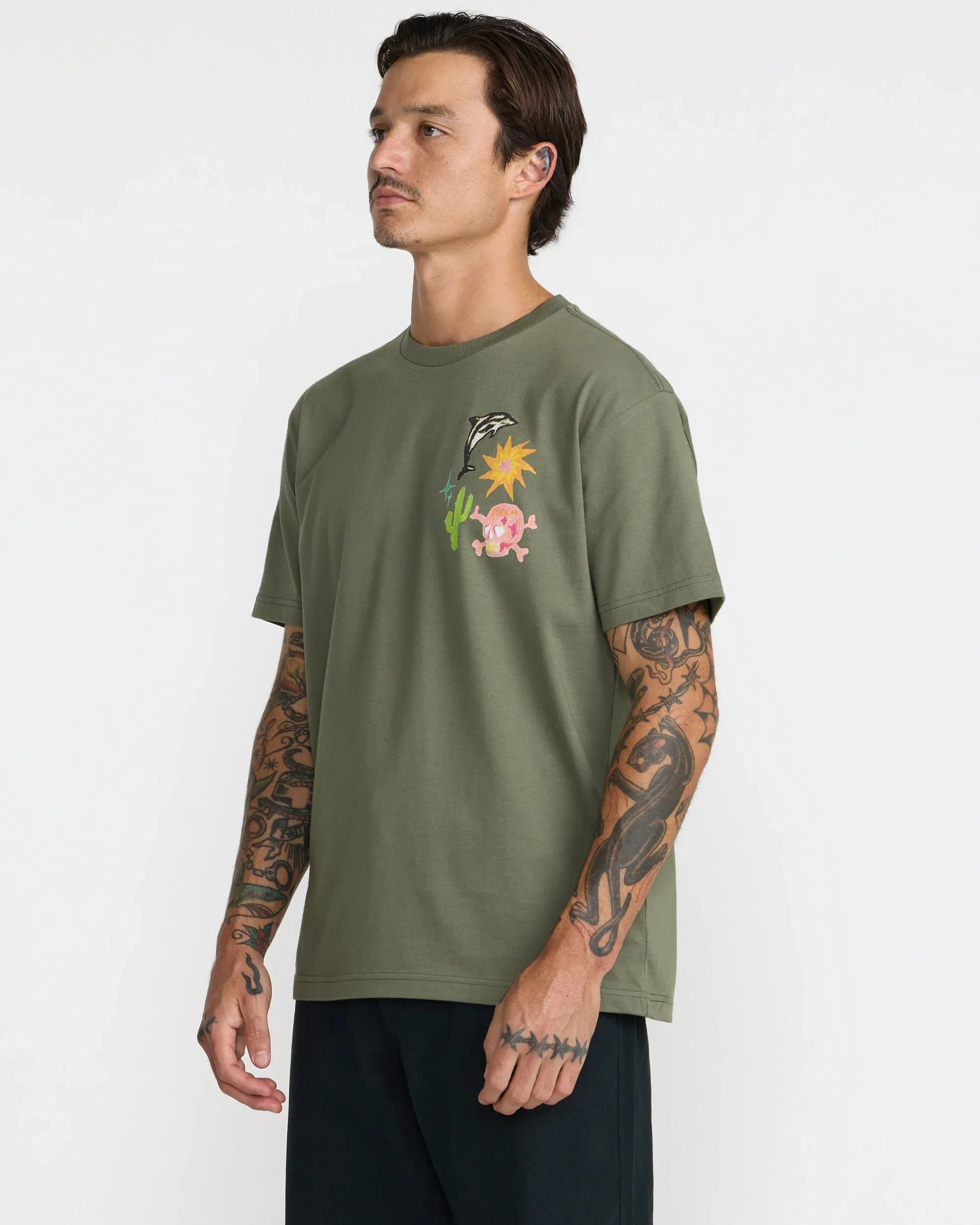RVCA Men's High On Life Short Sleeve Tee - Olive sold by Sun Diego Boardshops product image thumbnail 4