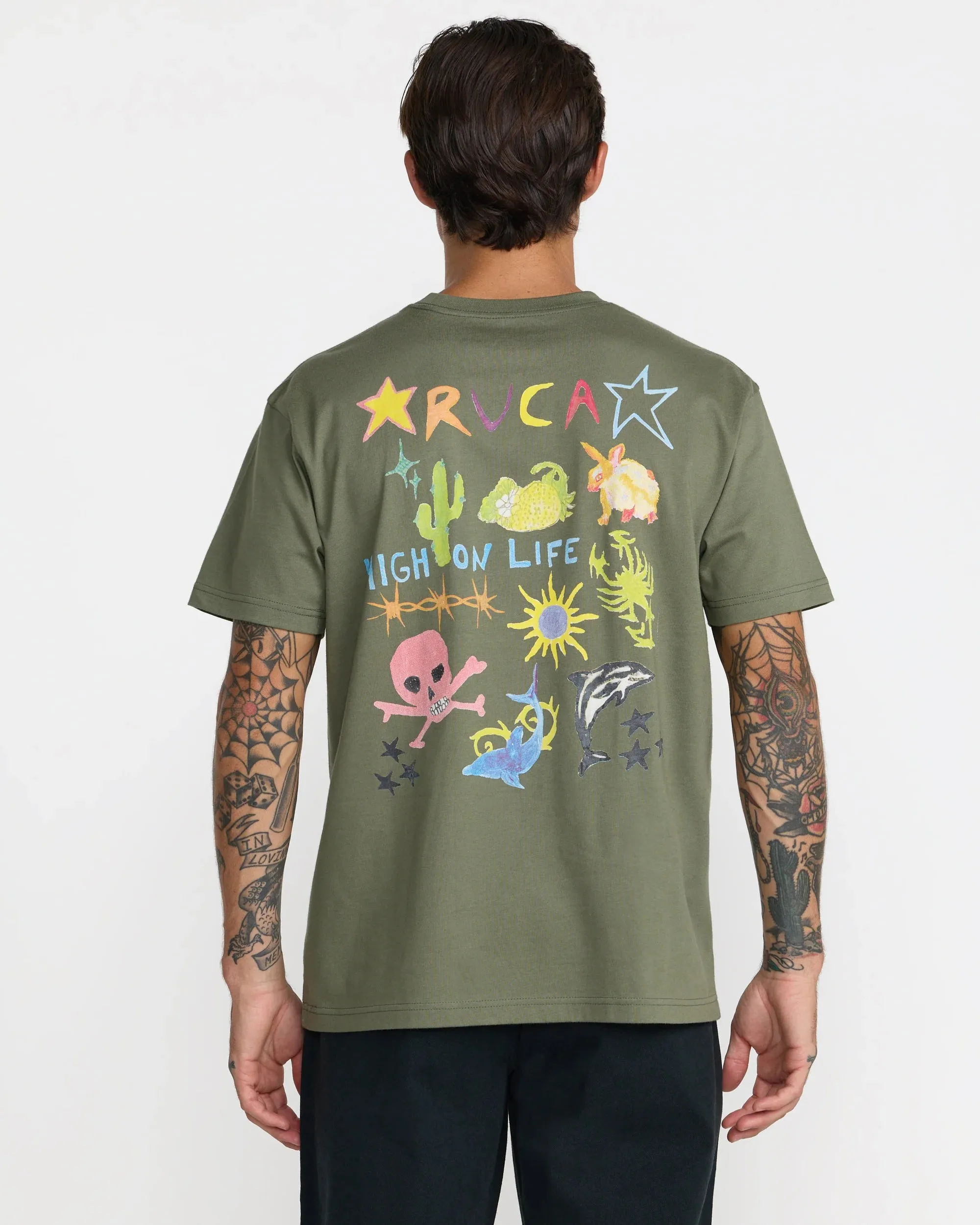 RVCA Men's High On Life Short Sleeve Tee - Olive sold by Sun Diego Boardshops product image thumbnail 2