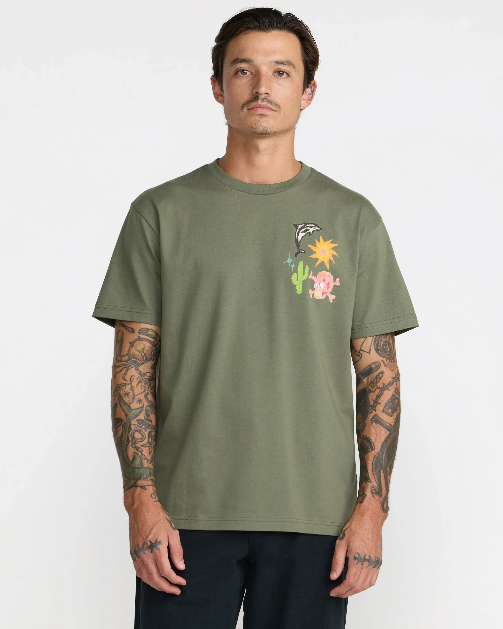 RVCA Men's High On Life Short Sleeve Tee - Olive sold by Sun Diego Boardshops product image thumbnail 3