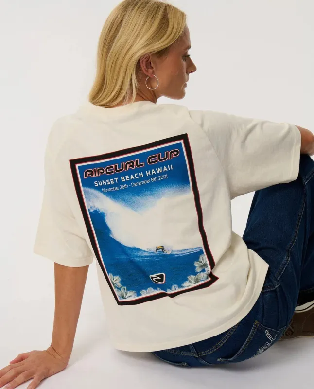 Rip Curl Women's Sunset Beach Raglan Boxy Tee - Bone made by Ripcurl