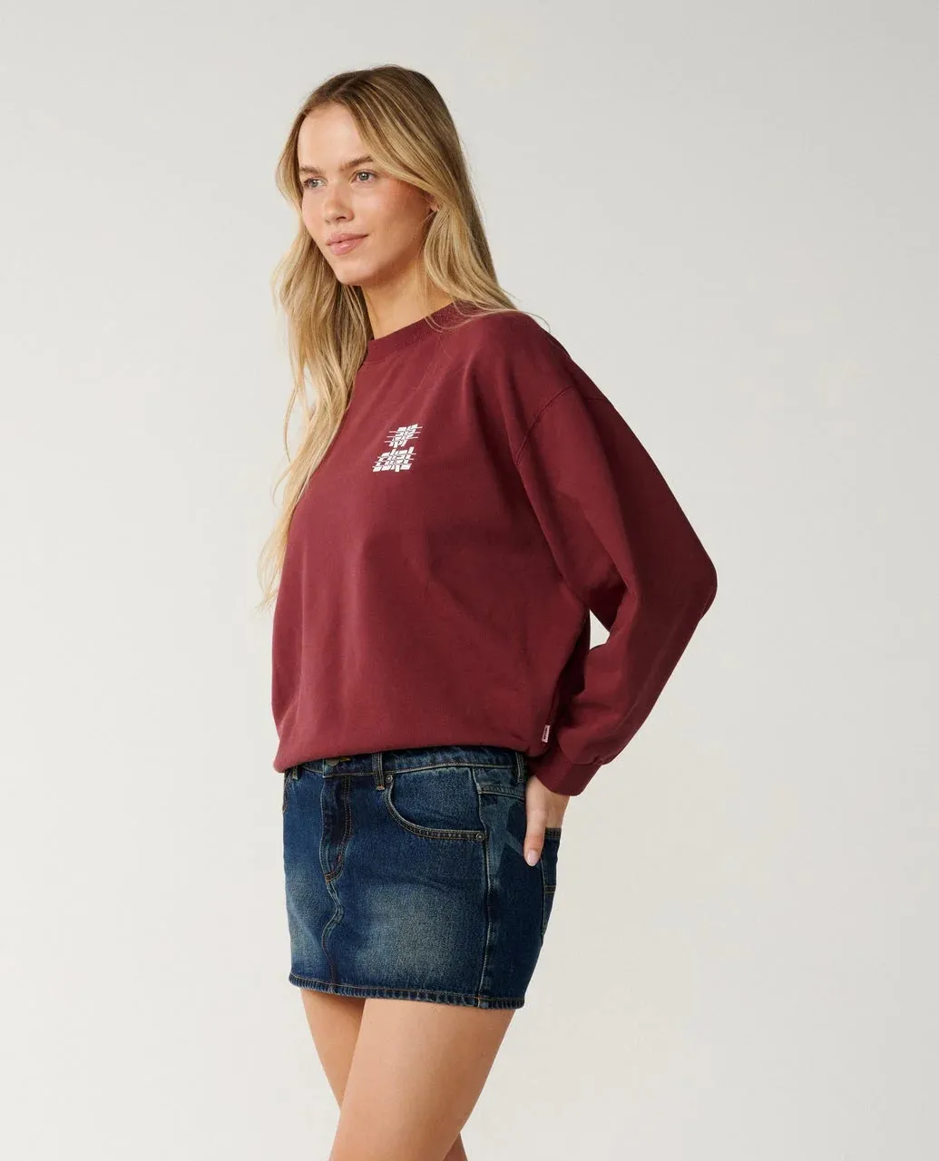 Rip Curl Women's Sports Dept Drop Shoulder Crew - Dark Plum sold by Sun Diego Boardshops product image thumbnail 2
