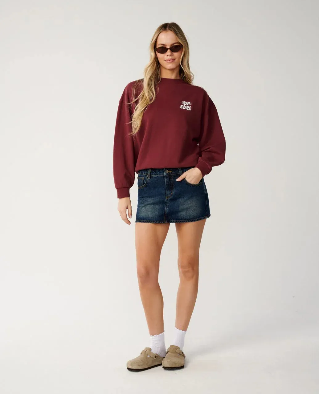 Rip Curl Women's Sports Dept Drop Shoulder Crew - Dark Plum sold by Sun Diego Boardshops product image thumbnail 4