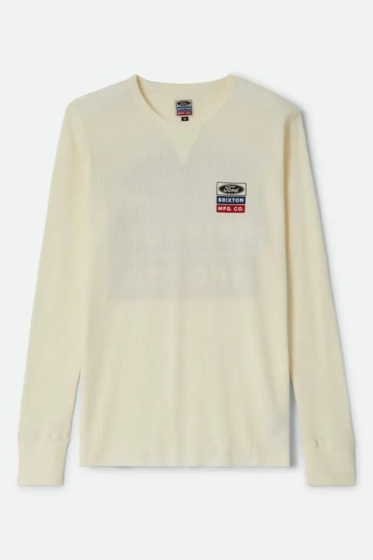 Brixton Men's Ford Service Dept Waffle T-Shirt - Wimbledon White made by Brixton