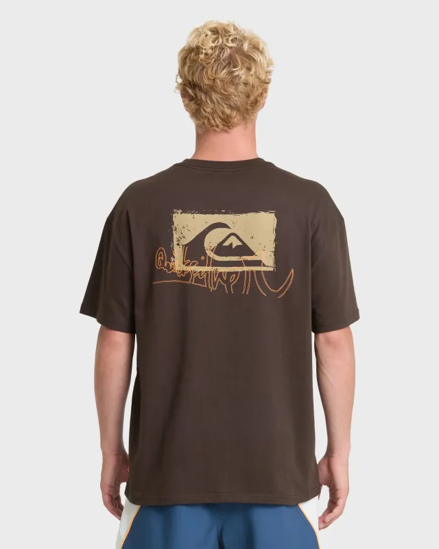 Quiksilver Men's Young Guns Impaired Embellishment Short Sleeve Cotton T-Shirt - Java made by Quiksilver