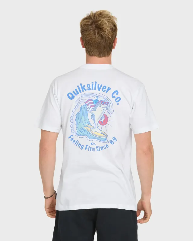 Quiksilver Men's Patriot Dolphin Short Sleeve Knit T-Shirt - White made by Quiksilver