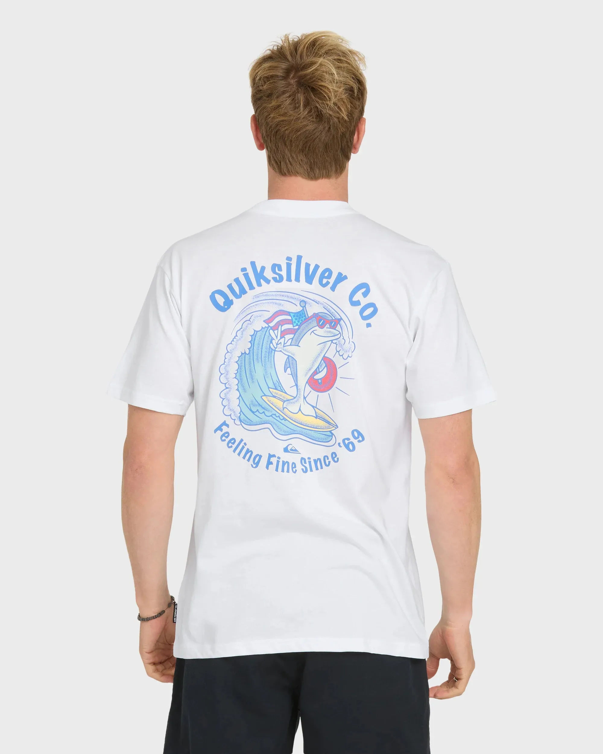 Quiksilver Men's Patriot Dolphin Short Sleeve Knit T-Shirt - White sold by Sun Diego Boardshops