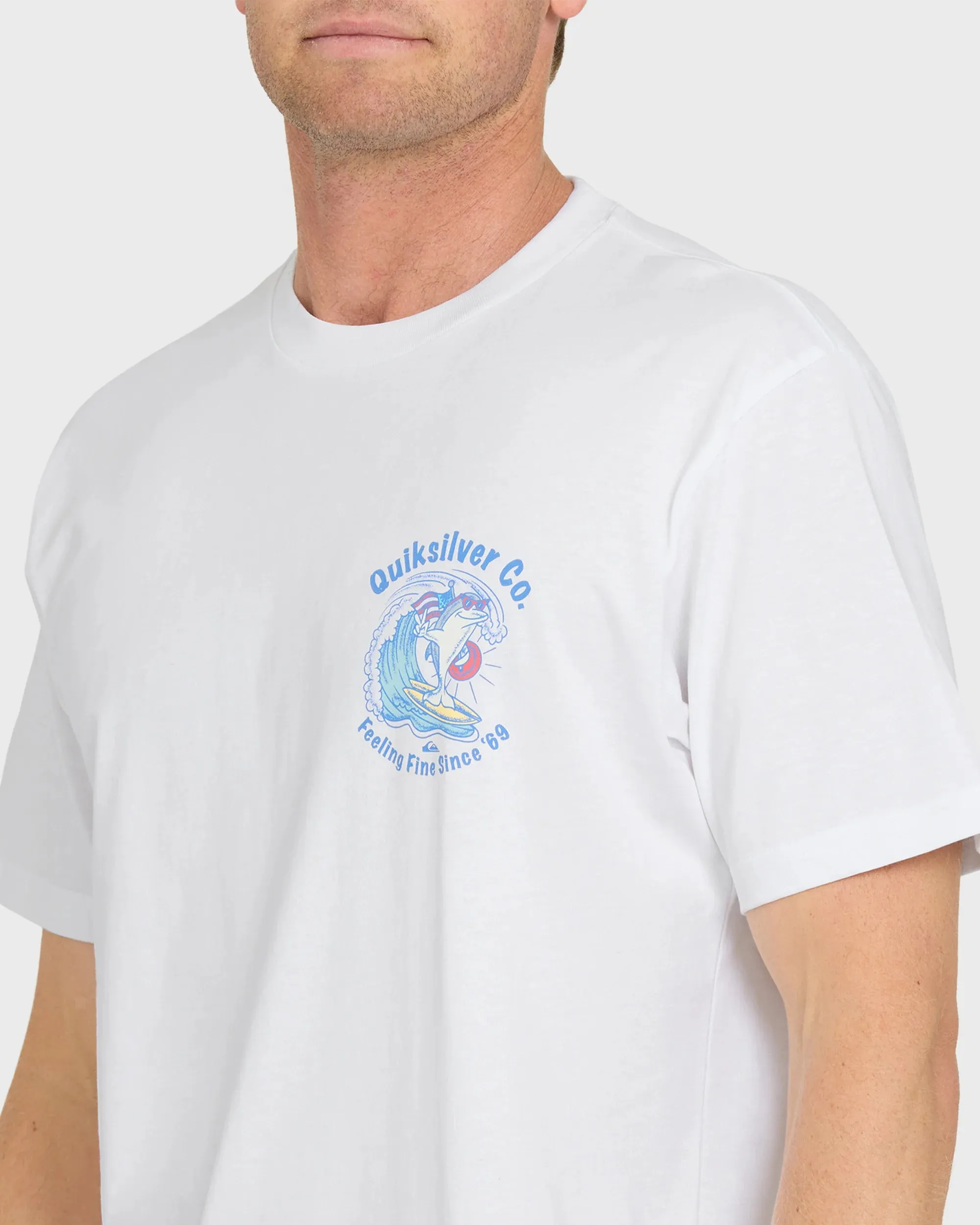 Quiksilver Men's Patriot Dolphin Short Sleeve Knit T-Shirt - White sold by Sun Diego Boardshops product image thumbnail 5