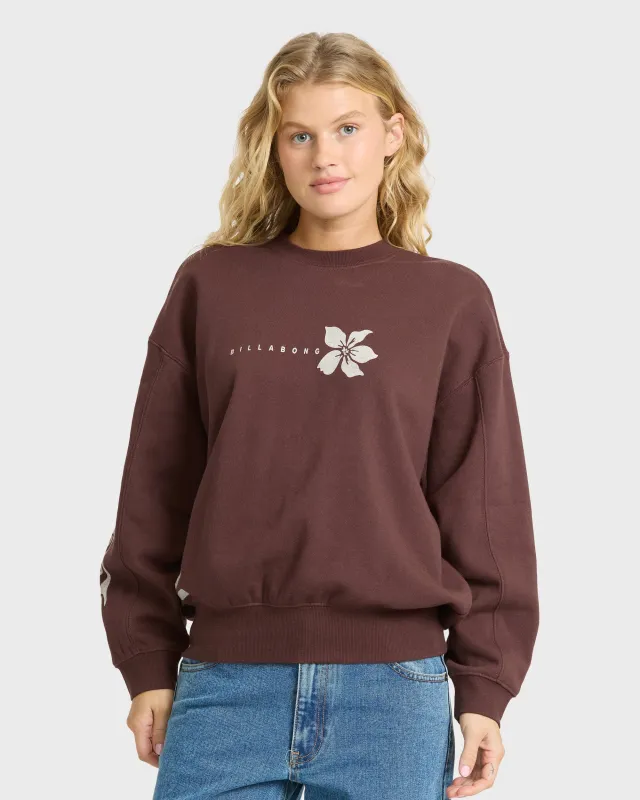 Billabong Women's Surf Club Kendal Crewneck Sweatshirt - Teak made by Billabong