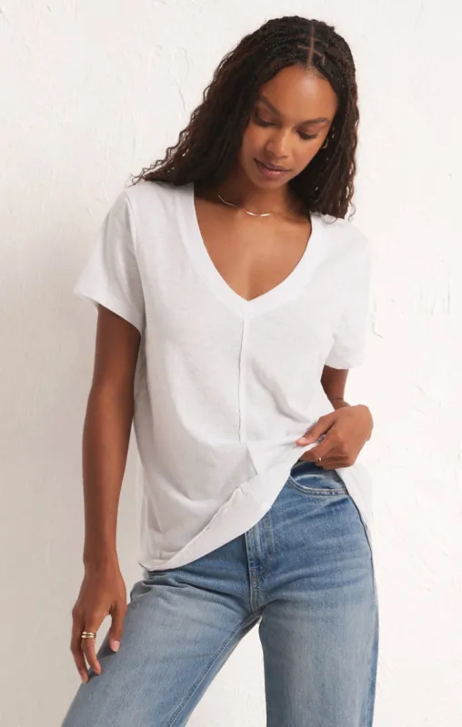 Z-Supply Asher V-Neck Tee - WHITE sold by Sun Diego Boardshops