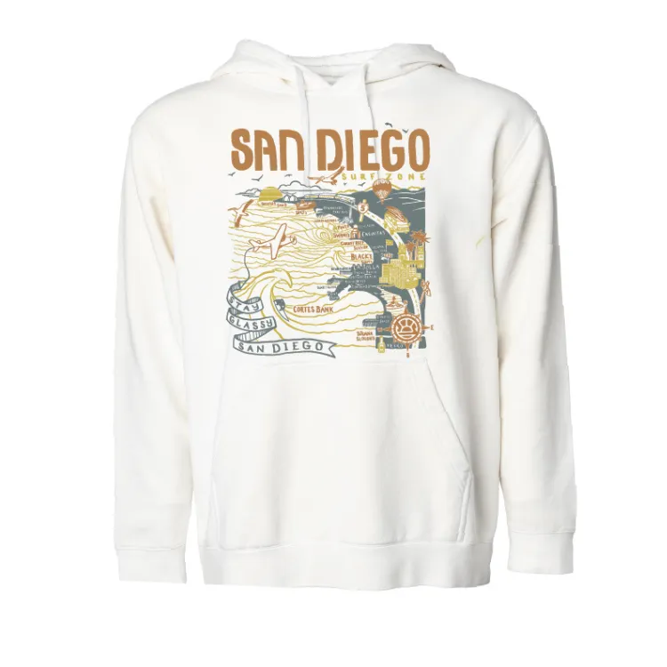 SunDiego Map Hoodie - Pigment White/Rust/Gold/Grey sold by Sun Diego Boardshops