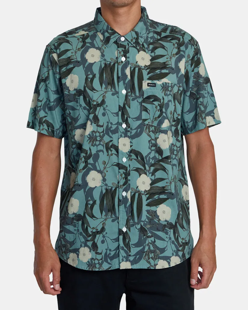 RVCA BOTANICAL SHORT SLEEVE WOVEN SHIRT - GREEN TEA sold by Sun Diego Boardshops