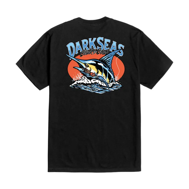 Dark Seas HOOKED UP STOCK T-SHIRT - BLACK sold by Sun Diego Boardshops