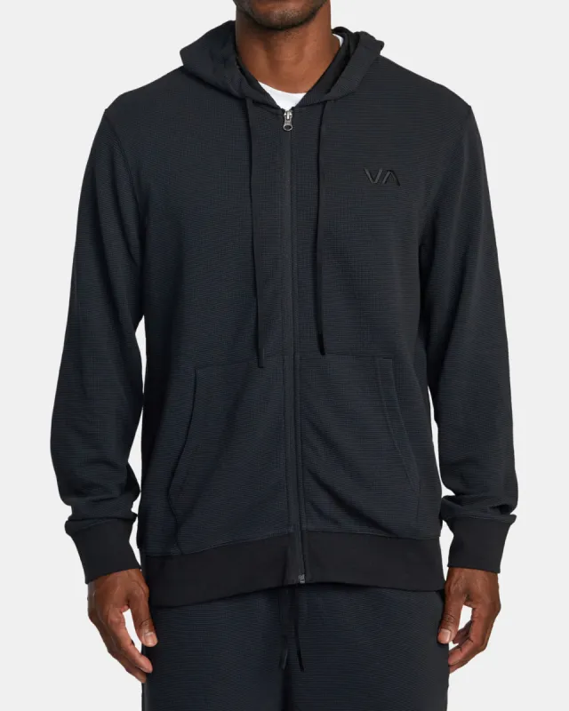 RVCA C-Able Waffle Knit Zip-Up Hoodie - Black made by RVCA
