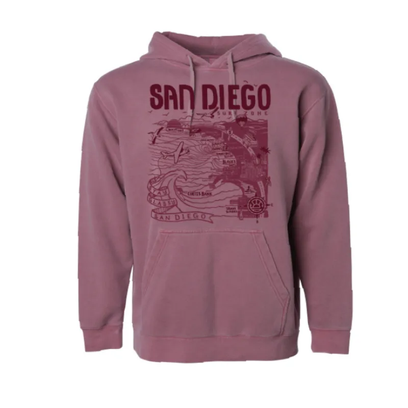 SunDiego Map Hoodie - Pigment Maroon/Rust/Deep Maroon sold by Sun Diego Boardshops